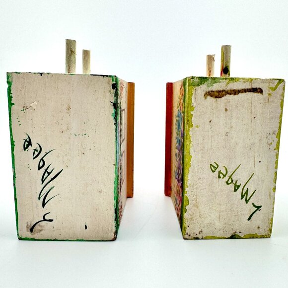 Hand-Painted Miniature Birdhouses Set Of 2 Floral Designs L Magee 4" Gift Decor - Picture 4 of 8